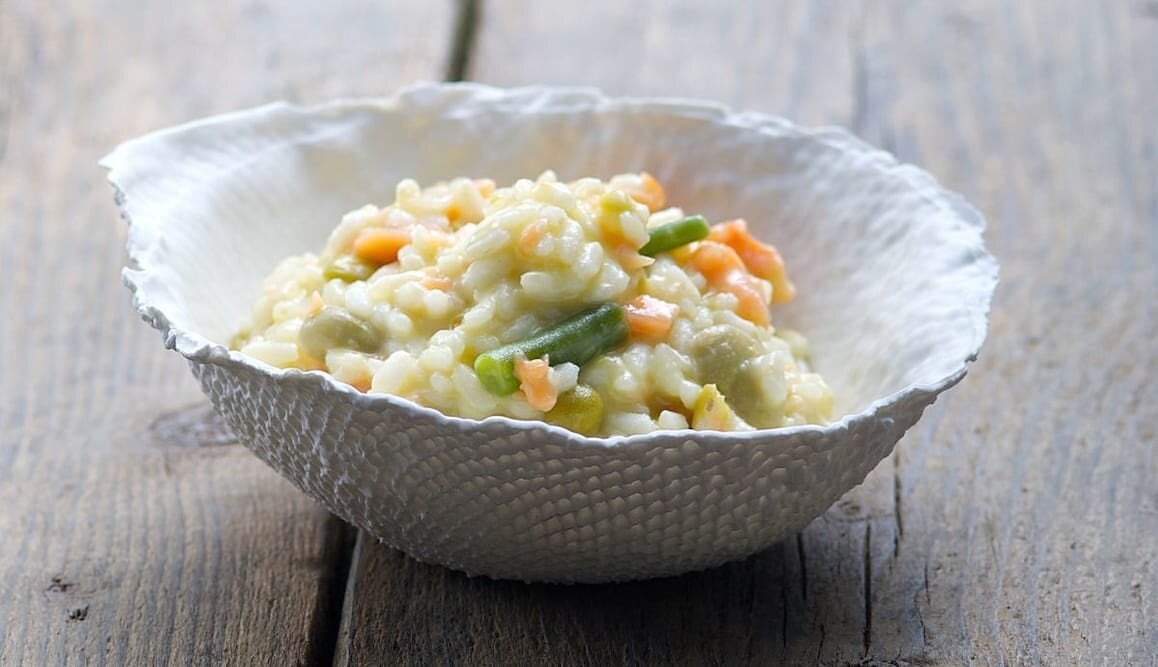 Risotto verde con Salmone Norvegese affumicato e mozzarella di bufala