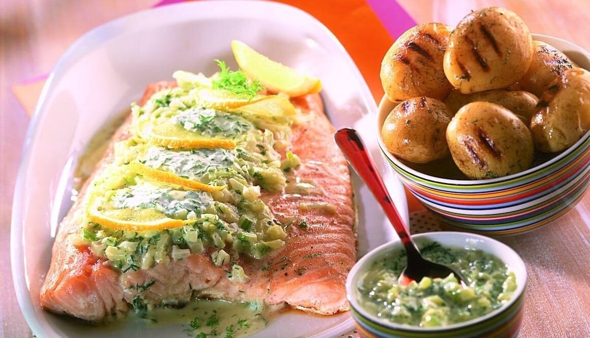 Filetto di Salmone grigliato alla crema di finocchio