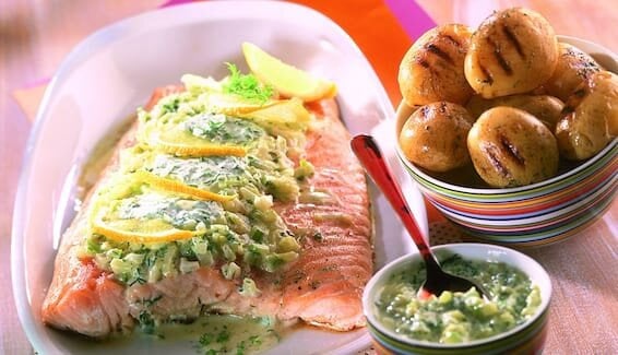 Filetto di Salmone grigliato alla crema di finocchio