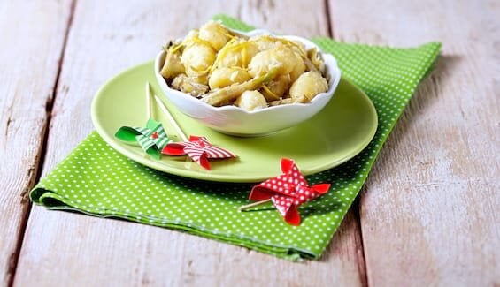 Gnocchetti freschi con Merluzzo Norvegese, carciofi e scorza di limone