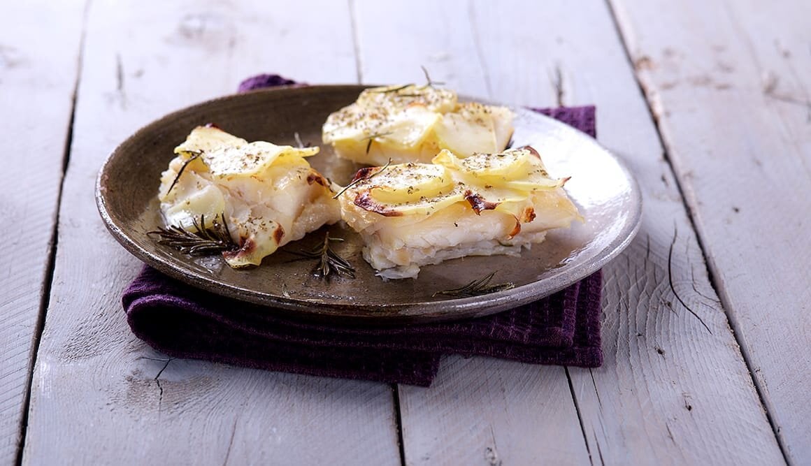 Stoccafisso di Norvegia al forno in crosta di patate aromatiche