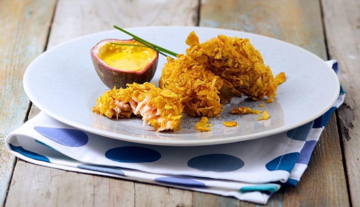 Triangoli croccanti di Salmone Norvegese con maracuja