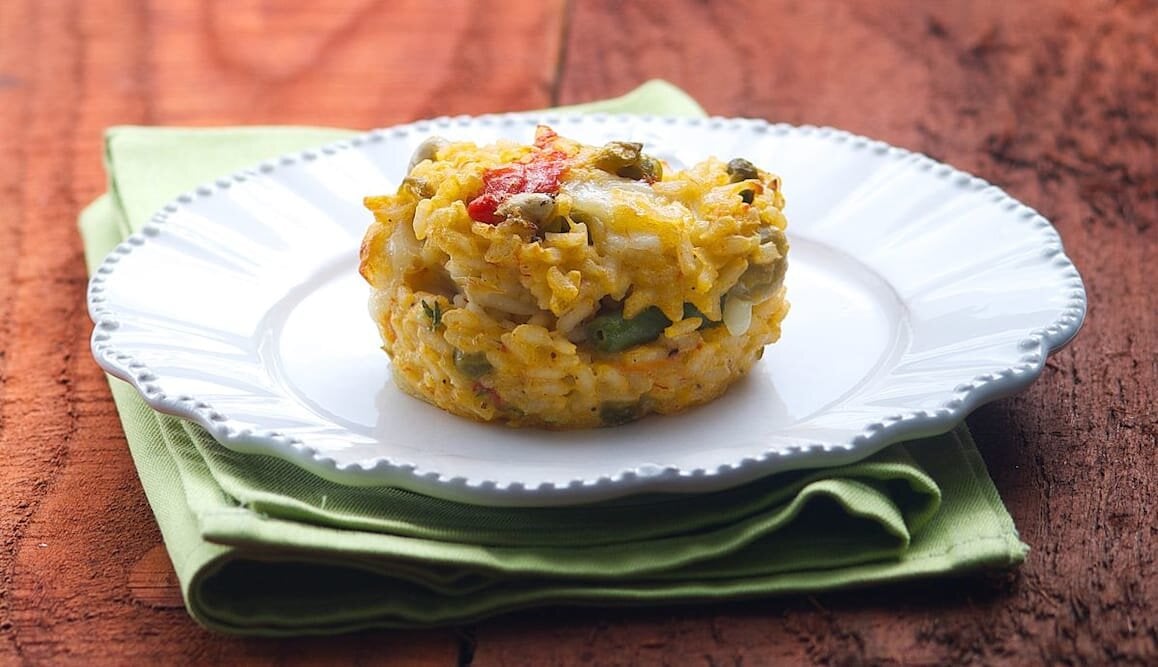 Timballo di riso, Baccalà di Norvegia e verdure