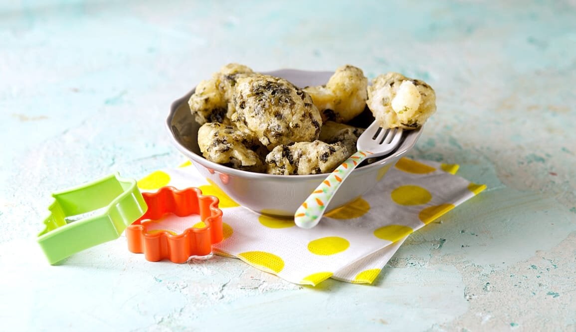 Zeppole fritte di Baccalà di Norvegia e alghe