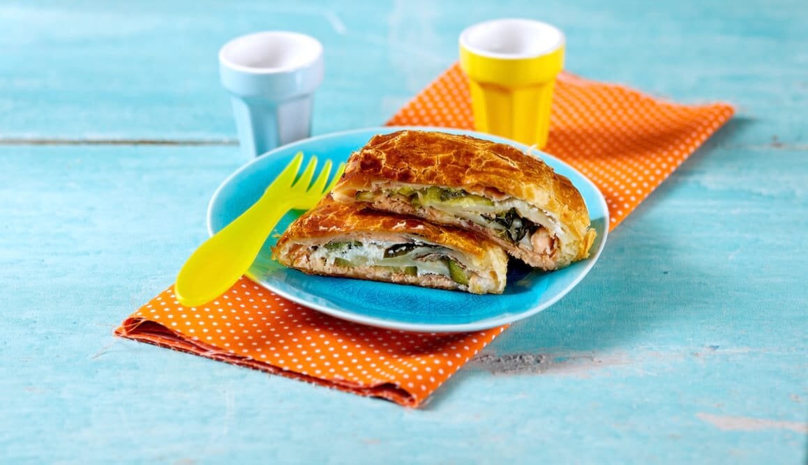 Strudel di Salmone Norvegese affumicato con zucchine, caprino ed erba cipollina