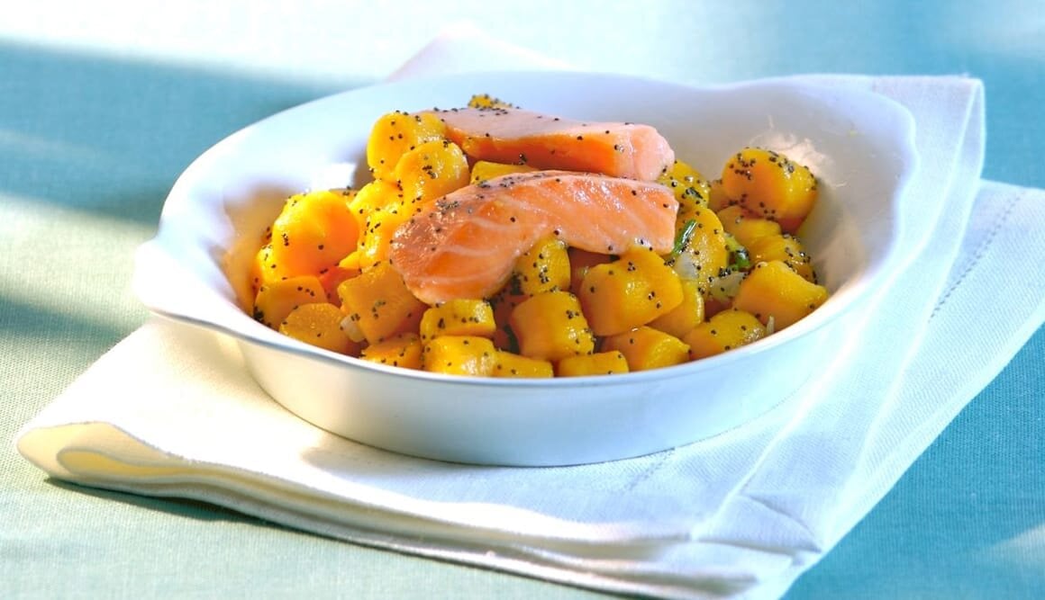 Gnocchetti di zucca con semi di papavero e Salmone Norvegese
