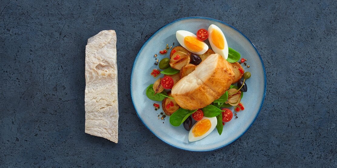 Baccalà norvegese con uova e spinaci