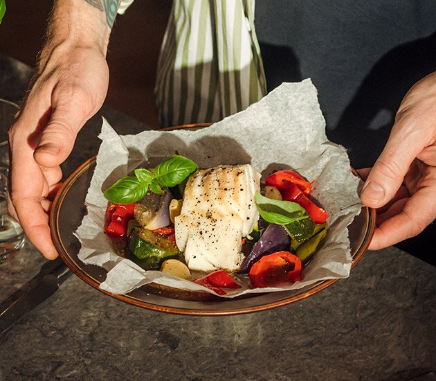 Merluzzo norvegese con verdure al forno