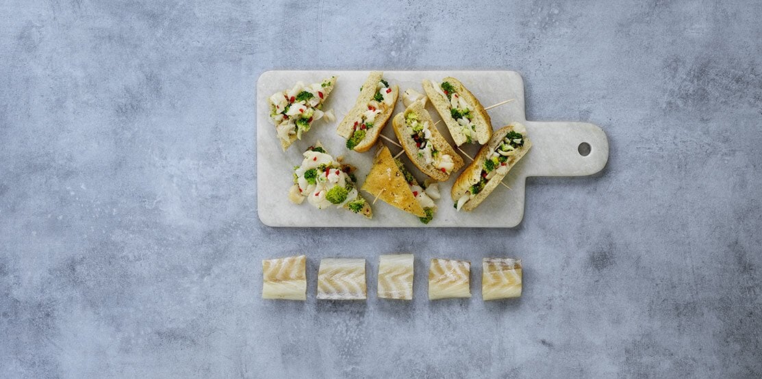 Focaccia con friarielli e Stoccafisso di Norvegia