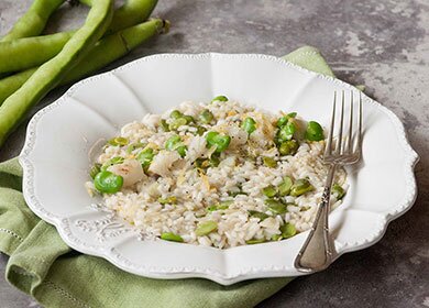 Risotto con stoccafisso norvegese e fave