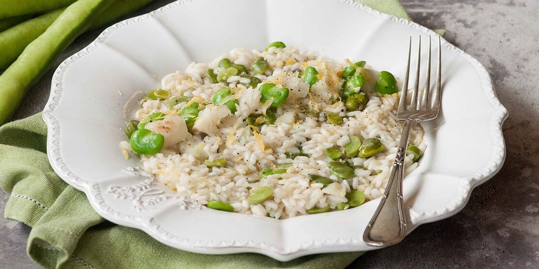 Risotto con stoccafisso norvegese e fave